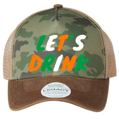 Lets Drink Irish Flag Colors St Patrick's Day Legacy Tie Dye Trucker Hat