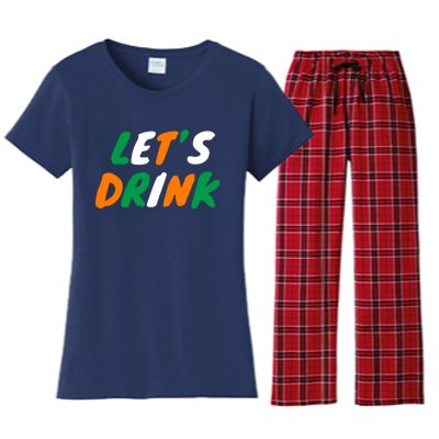 Lets Drink Irish Flag Colors St Patrick's Day Women's Flannel Pajama Set