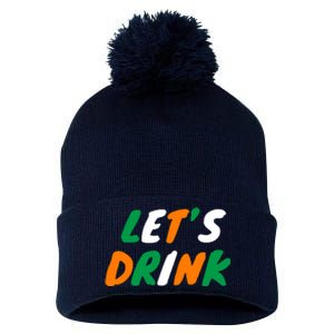 Lets Drink Irish Flag Colors St Patrick's Day Pom Pom 12in Knit Beanie