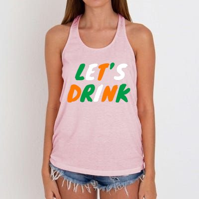 Lets Drink Irish Flag Colors St Patrick's Day Women's Knotted Racerback Tank