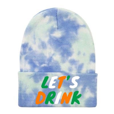 Lets Drink Irish Flag Colors St Patrick's Day Tie Dye 12in Knit Beanie