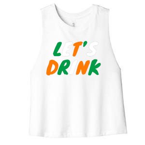 Lets Drink Irish Flag Colors St Patrick's Day Women's Racerback Cropped Tank