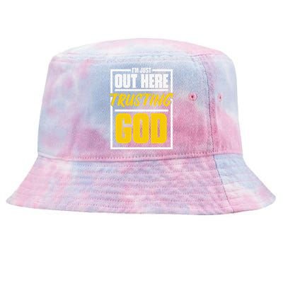 Leopard Daisy I'm Just Out Here Trusting God Christian Gift Tie-Dyed Bucket Hat