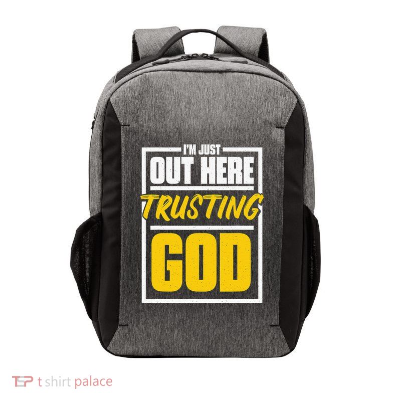 Leopard Daisy I'm Just Out Here Trusting God Christian Gift Vector Backpack