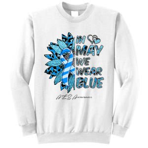 Leopard Daisy In May We Wear Blue ALS Awareness Sweatshirt