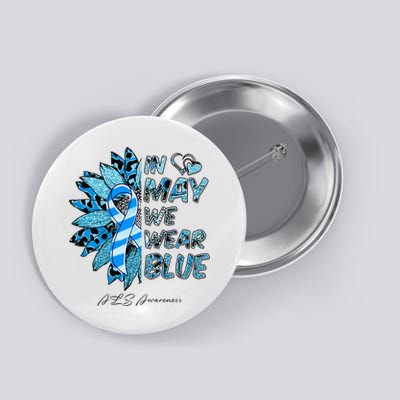 Leopard Daisy In May We Wear Blue ALS Awareness Button