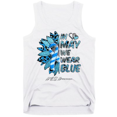 Leopard Daisy In May We Wear Blue ALS Awareness Tank Top