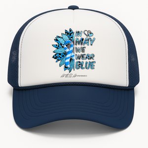 Leopard Daisy In May We Wear Blue ALS Awareness Trucker Hat