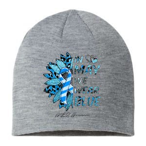 Leopard Daisy In May We Wear Blue ALS Awareness Sustainable Beanie