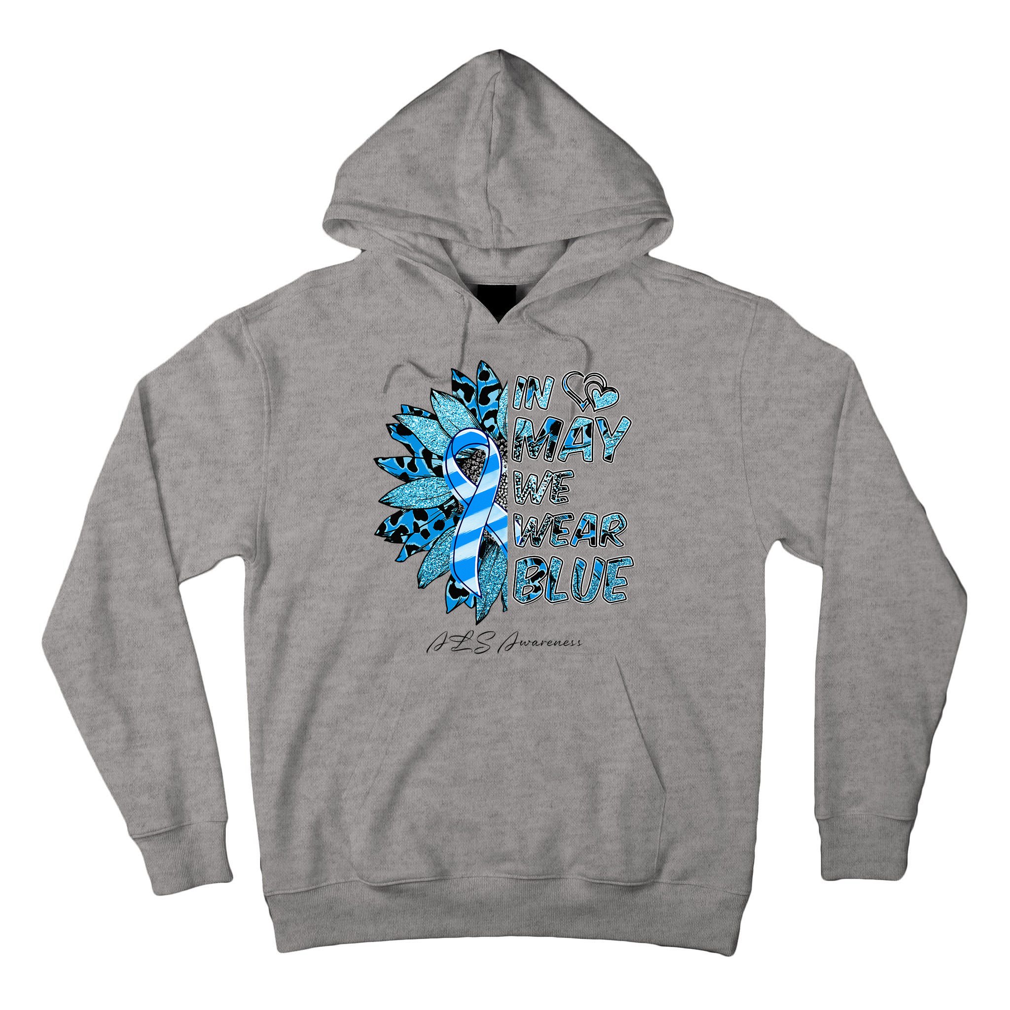 Leopard Daisy In May We Wear Blue ALS Awareness Tall Hoodie