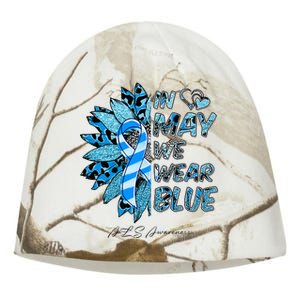 Leopard Daisy In May We Wear Blue ALS Awareness Kati - Camo Knit Beanie