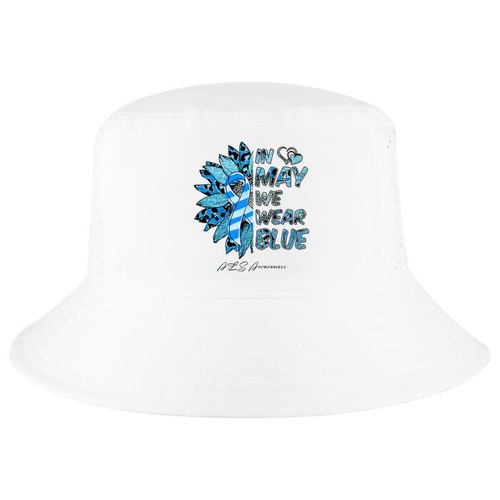 Leopard Daisy In May We Wear Blue ALS Awareness Cool Comfort Performance Bucket Hat