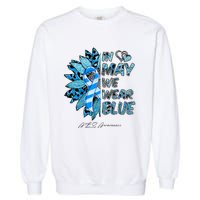 Leopard Daisy In May We Wear Blue ALS Awareness Garment-Dyed Sweatshirt