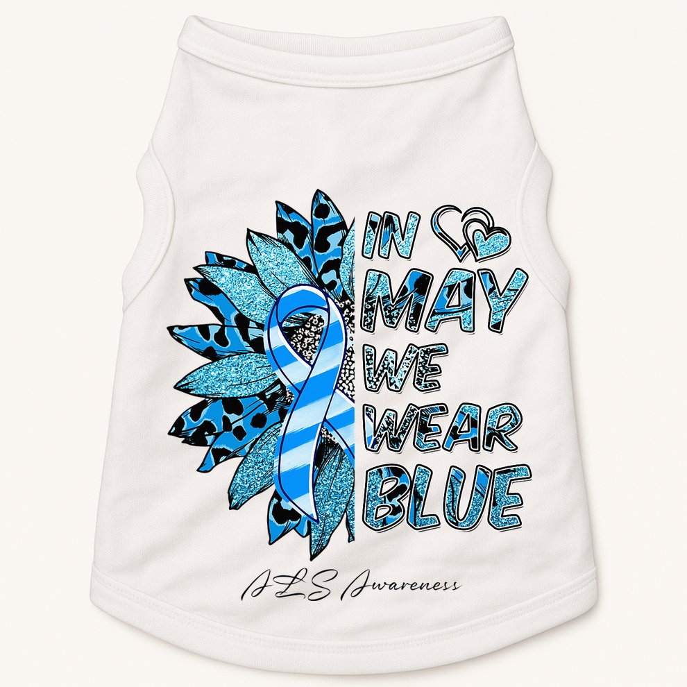 Leopard Daisy In May We Wear Blue ALS Awareness Doggie Tank