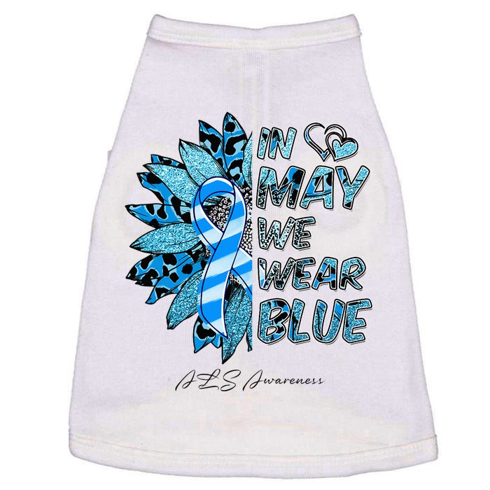 Leopard Daisy In May We Wear Blue ALS Awareness Doggie Tank