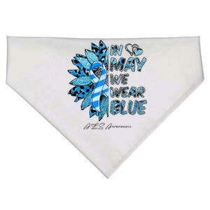 Leopard Daisy In May We Wear Blue ALS Awareness USA-Made Doggie Bandana