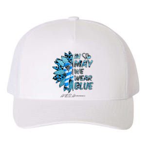 Leopard Daisy In May We Wear Blue ALS Awareness Yupoong Adult 5-Panel Trucker Hat