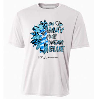 Leopard Daisy In May We Wear Blue ALS Awareness Cooling Performance Crew T-Shirt