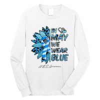 Leopard Daisy In May We Wear Blue ALS Awareness Long Sleeve Shirt