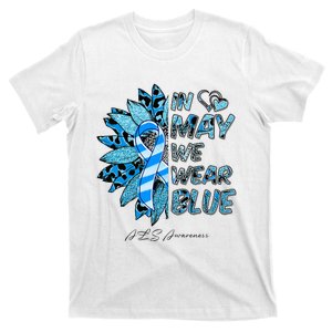 Leopard Daisy In May We Wear Blue ALS Awareness T-Shirt