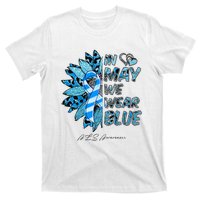 Leopard Daisy In May We Wear Blue ALS Awareness T-Shirt