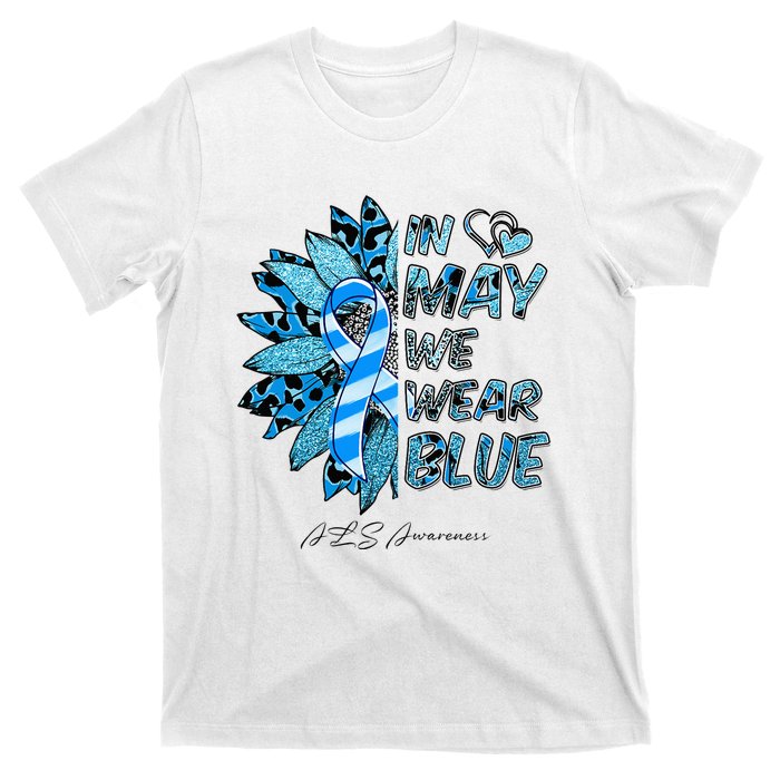 Leopard Daisy In May We Wear Blue ALS Awareness T-Shirt