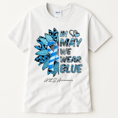 Leopard Daisy In May We Wear Blue ALS Awareness Tall T-Shirt