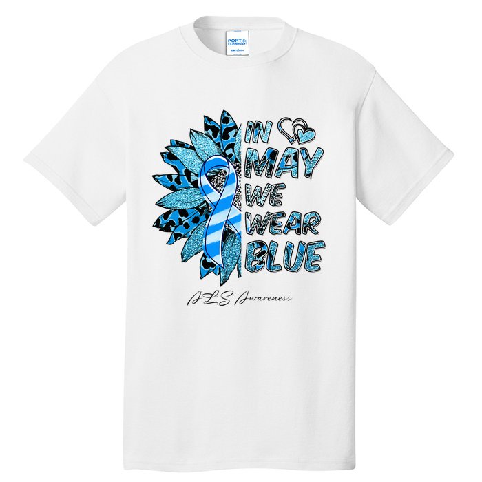 Leopard Daisy In May We Wear Blue ALS Awareness Tall T-Shirt