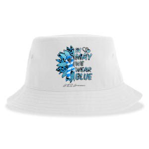 Leopard Daisy In May We Wear Blue ALS Awareness Sustainable Bucket Hat