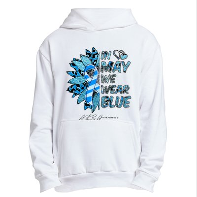 Leopard Daisy In May We Wear Blue ALS Awareness Urban Pullover Hoodie