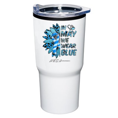 Leopard Daisy In May We Wear Blue ALS Awareness Tumbler