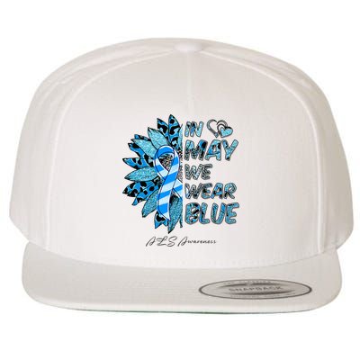 Leopard Daisy In May We Wear Blue ALS Awareness Wool Snapback Cap