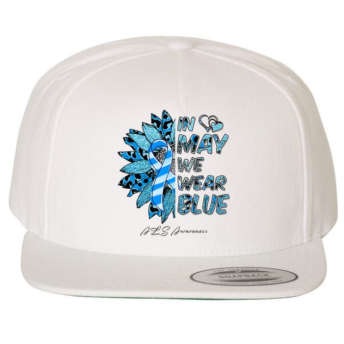 Leopard Daisy In May We Wear Blue ALS Awareness Wool Snapback Cap