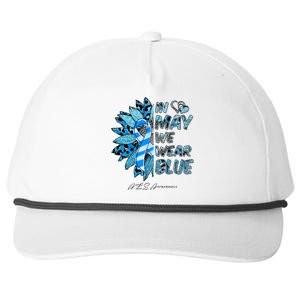 Leopard Daisy In May We Wear Blue ALS Awareness Snapback Five-Panel Rope Hat