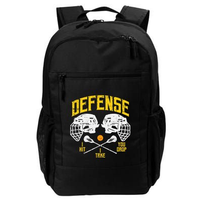 Lacrosse Defense I Hit Take You Drop Lax Player Backpack