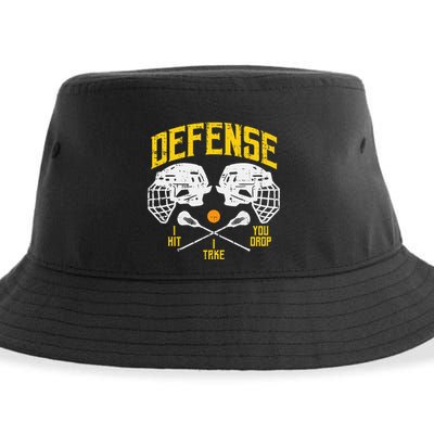 Lacrosse Defense I Hit Take You Drop Lax Player Sustainable Bucket Hat