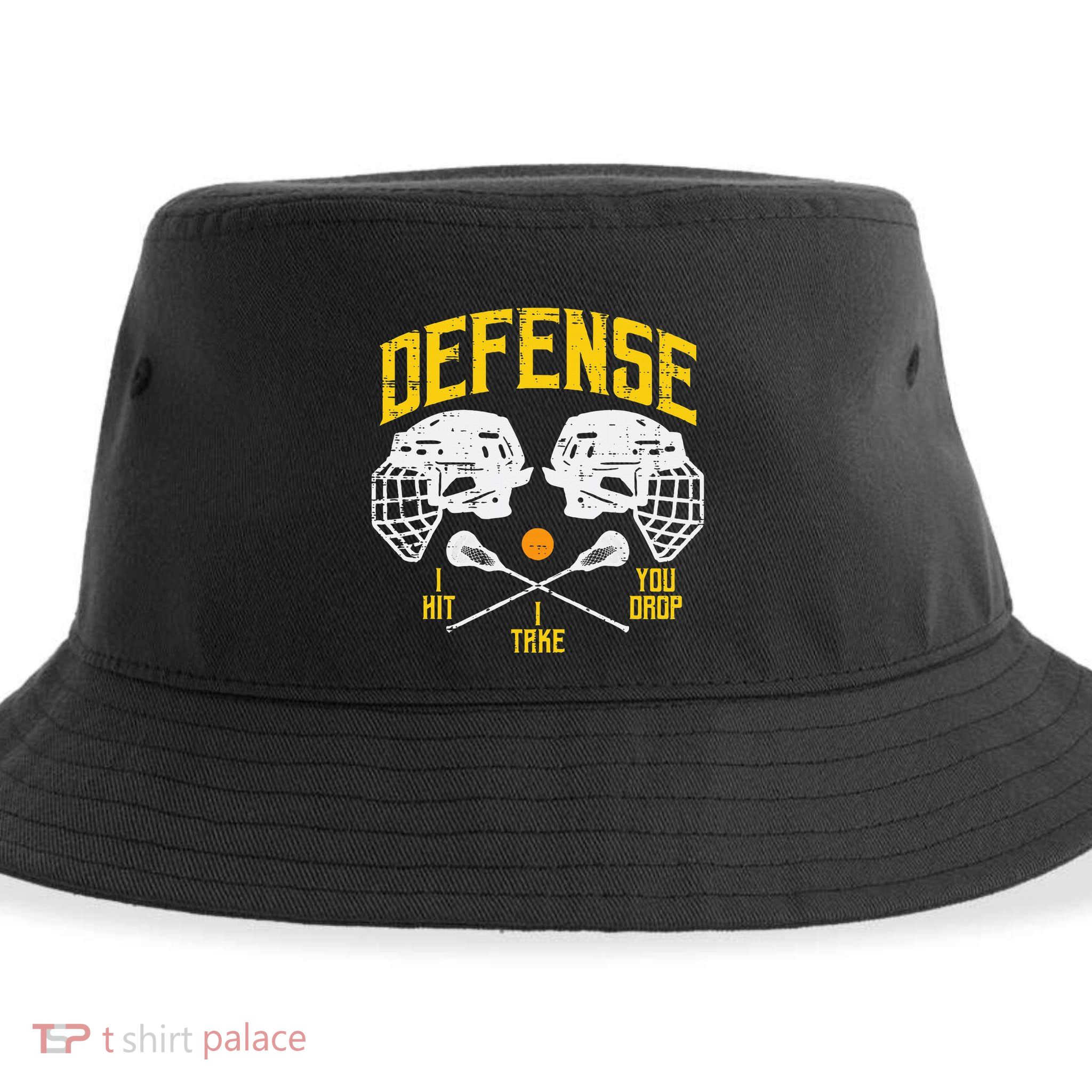 Lacrosse Defense I Hit Take You Drop Lax Player Sustainable Bucket Hat