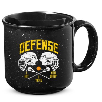 Lacrosse Defense I Hit Take You Drop Lax Player 15oz Campfire Ceramic Mug