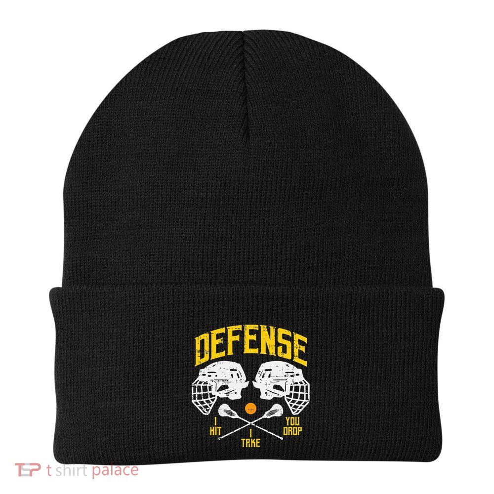 Lacrosse Defense I Hit Take You Drop Lax Player Beanie