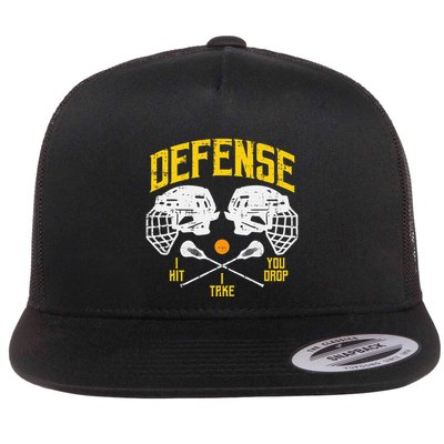 Lacrosse Defense I Hit Take You Drop Lax Player Flatbill Hat