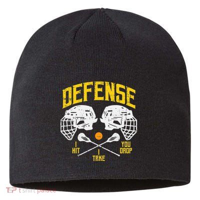 Lacrosse Defense I Hit Take You Drop Lax Player Sustainable Beanie