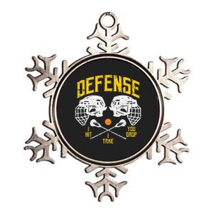 Lacrosse Defense I Hit Take You Drop Lax Player Metallic Star Ornament