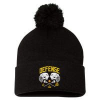 Lacrosse Defense I Hit Take You Drop Lax Player Pom Pom 12in Knit Beanie