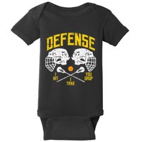 Lacrosse Defense I Hit Take You Drop Lax Player Baby Bodysuit