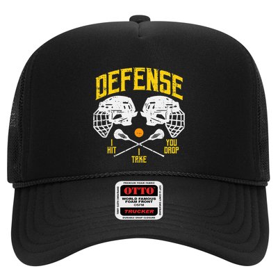 Lacrosse Defense I Hit Take You Drop Lax Player Trucker Hat