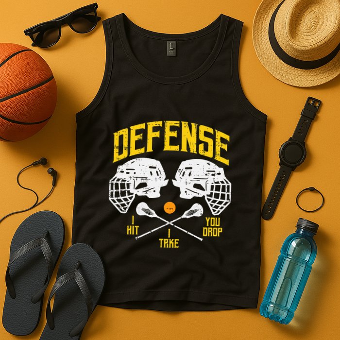 Lacrosse Defense I Hit Take You Drop Lax Player Tank Top