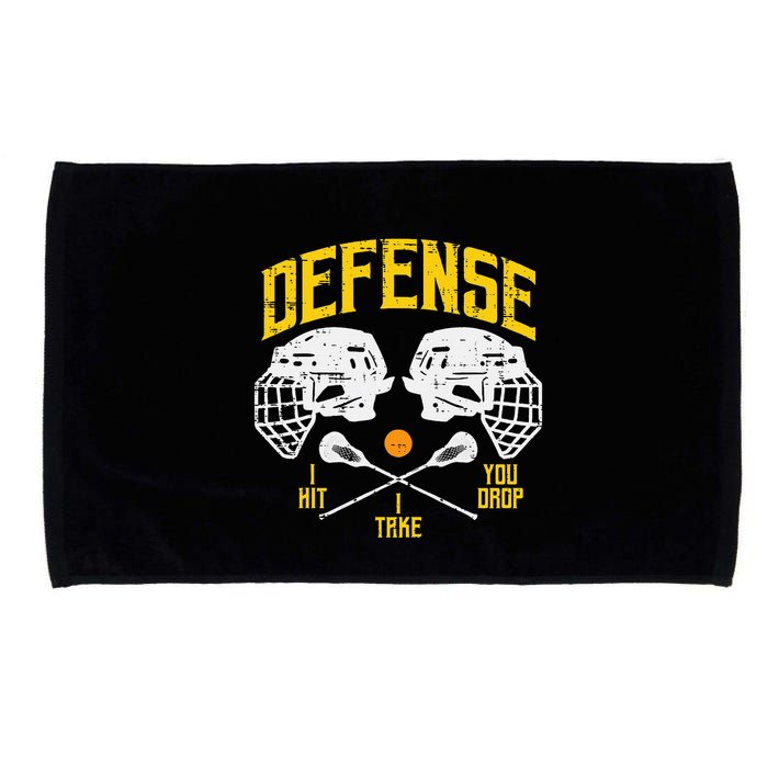Lacrosse Defense I Hit Take You Drop Lax Player Microfiber Hand Towel
