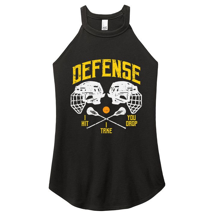 Lacrosse Defense I Hit Take You Drop Lax Player Women's Perfect Tri Rocker Tank