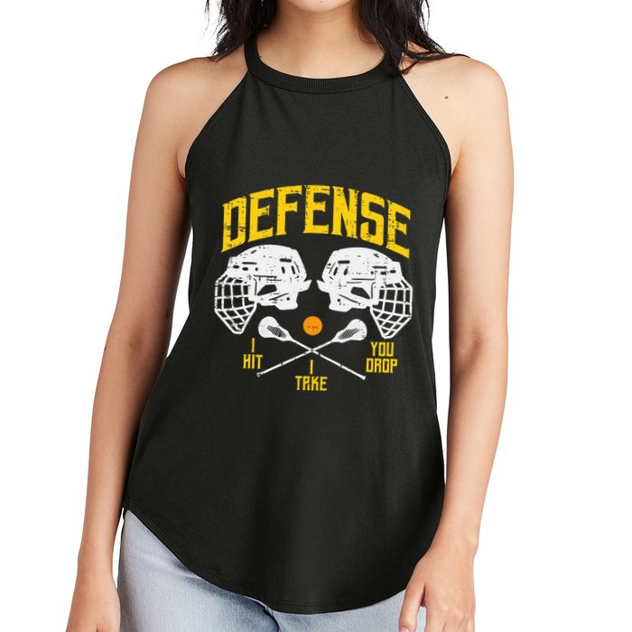 Lacrosse Defense I Hit Take You Drop Lax Player Women's Perfect Tri Rocker Tank