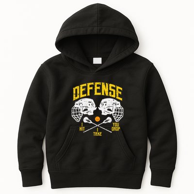 Lacrosse Defense I Hit Take You Drop Lax Player Kids Hoodie